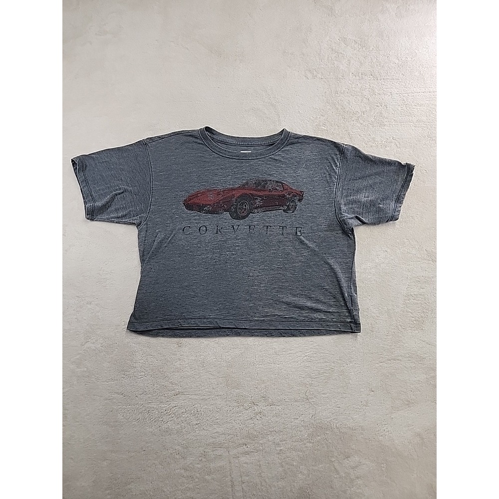 AE GM Official Licensed Corvette Crop T Shirt Gray Size Medium